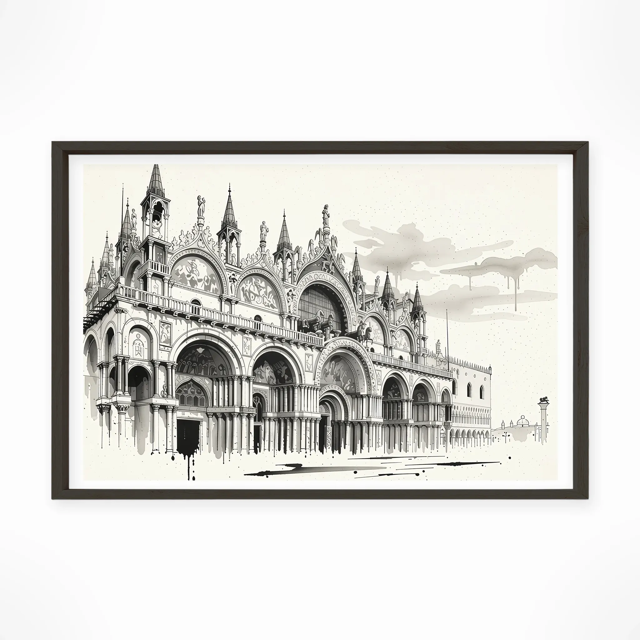 Venice | Basilica — Sumi-e Zen Ink framed fine art interior preview