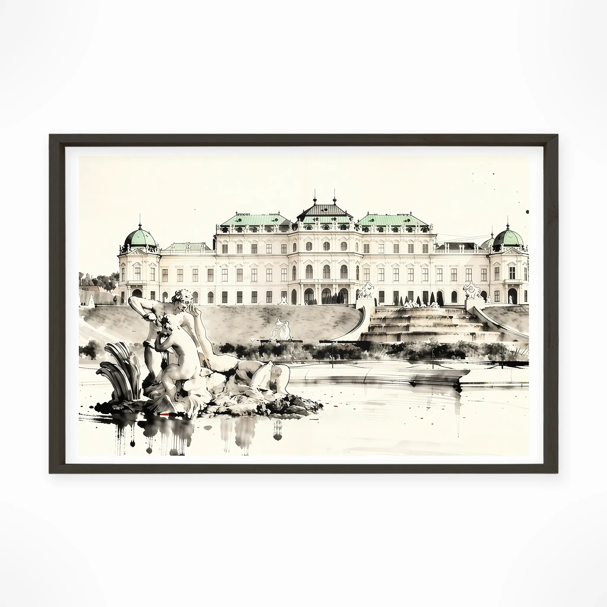Vienna | Belvedere Palace — Sumi-e Zen Ink framed fine art interior preview