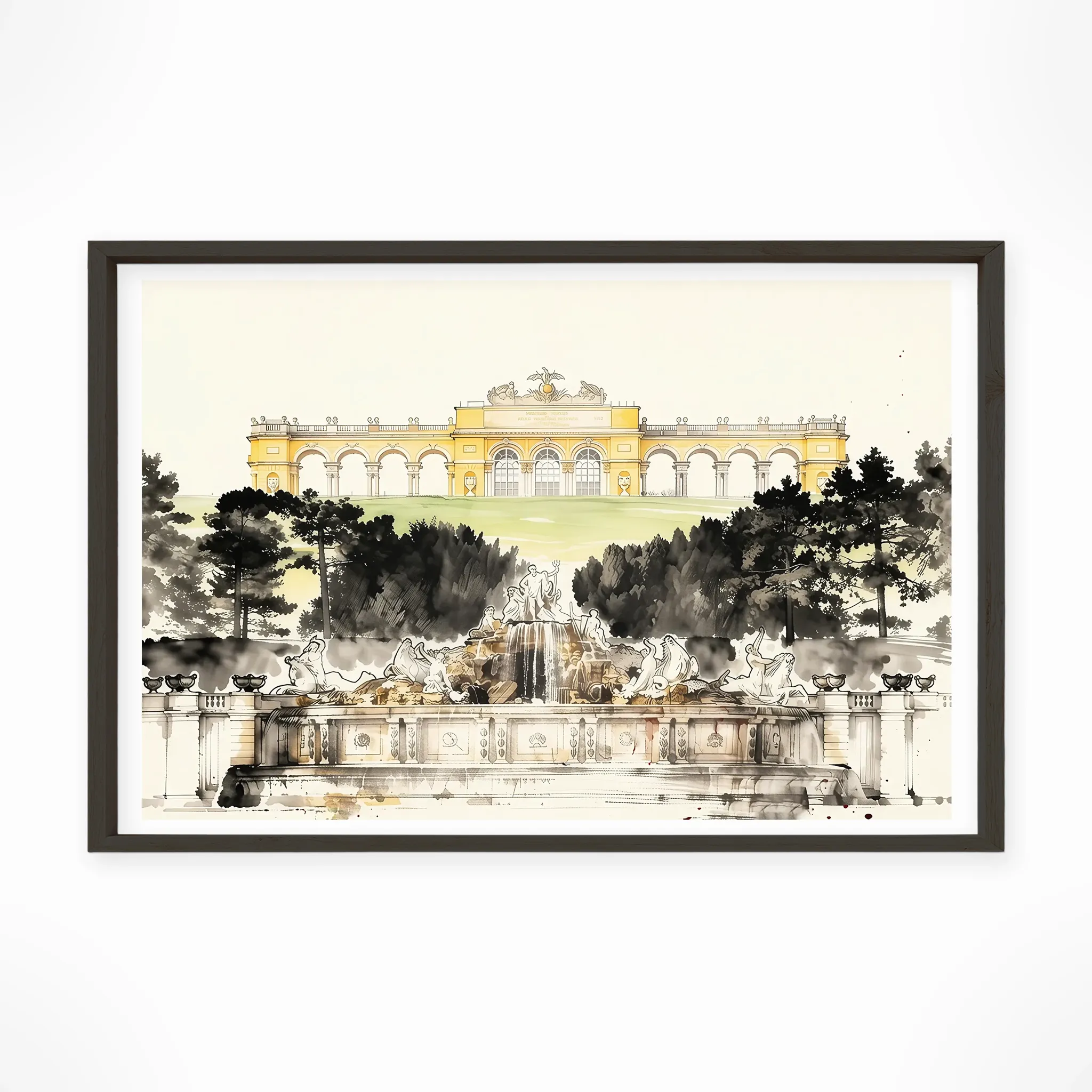 Vienna | Schonbrunn — Sumi-e Zen Ink framed fine art interior preview