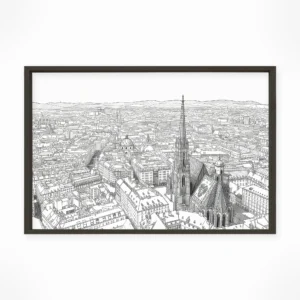 Vienna | Panorama — Urban Sketch framed fine art interior preview