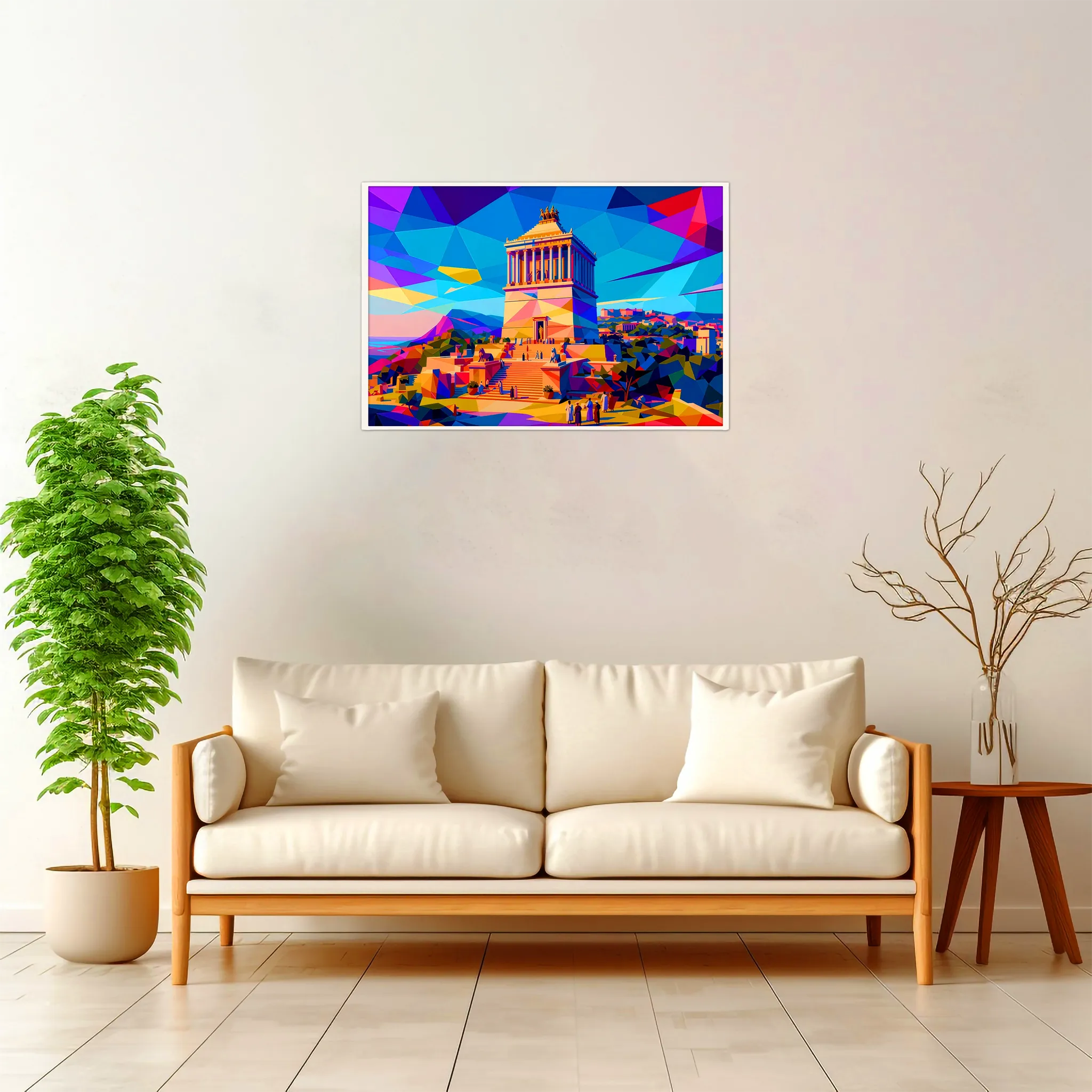 Mausoleum at Halicarnassus — Geometric Mosaic framed fine art interior preview