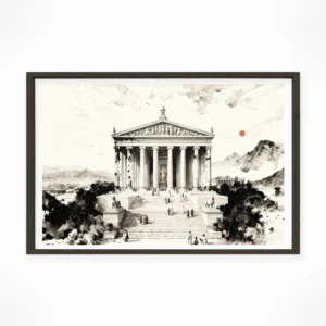 Temple of Artemis — Sumi-e Zen Ink framed fine art interior preview