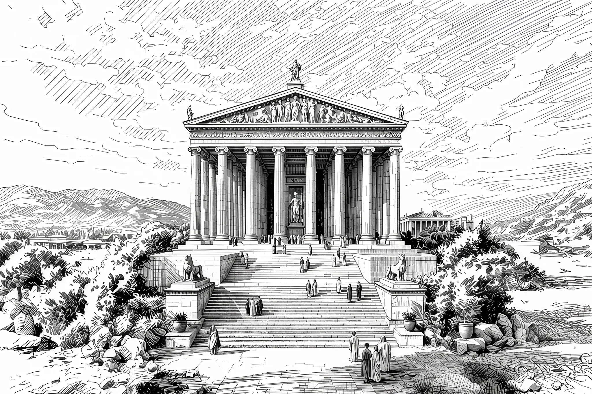 Temple of Artemis — Urban Sketch fine art print