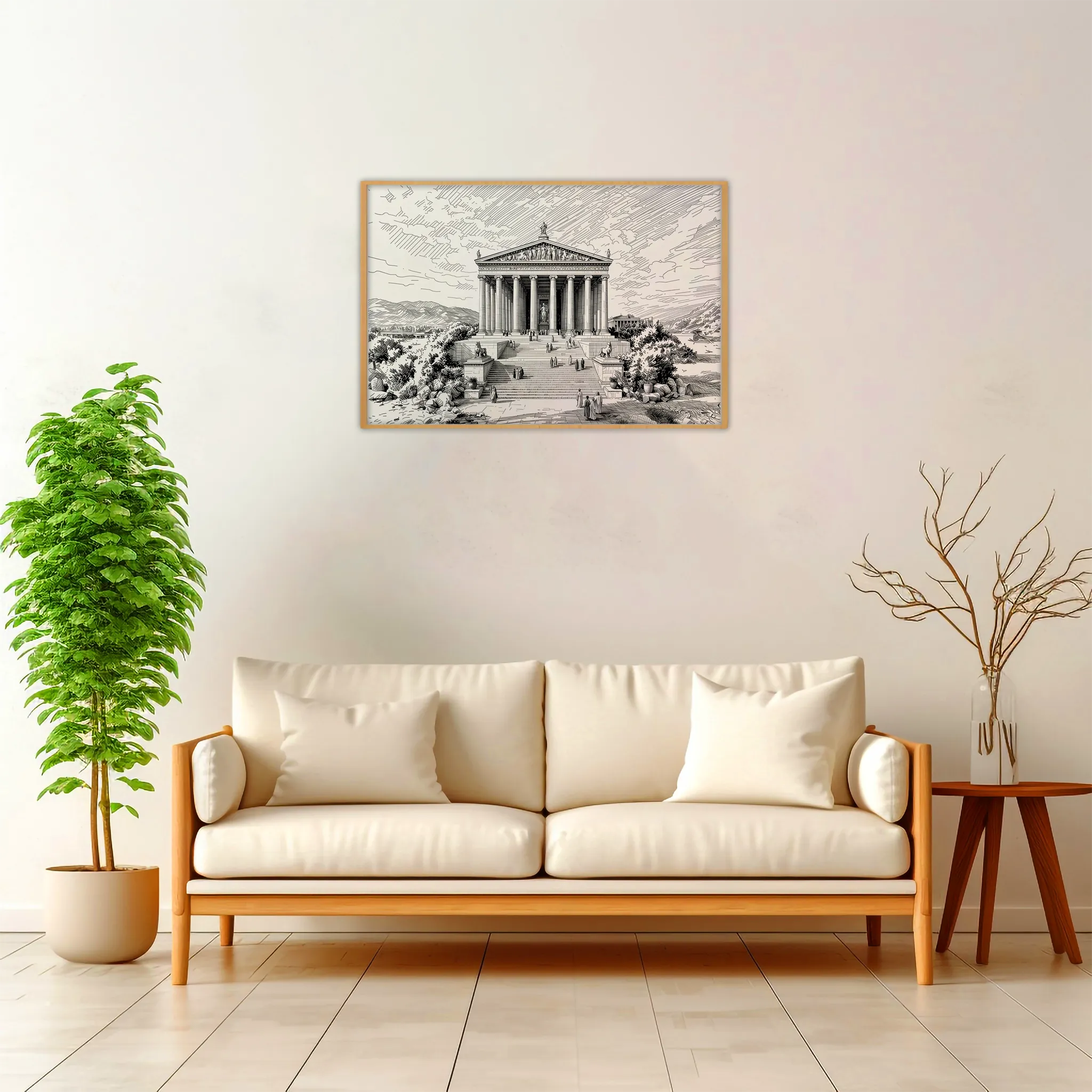 Temple of Artemis — Urban Sketch framed fine art interior preview