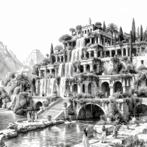 Hanging Gardens of Babylon — Urban Sketch fine art print