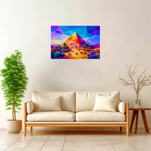 Pyramid of Cheops — Geometric Mosaic framed fine art interior preview