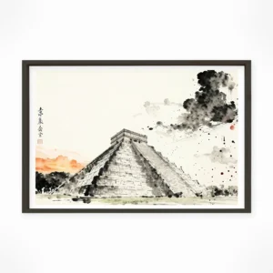 Chichen Itza — Sumi-e Zen Ink framed fine art interior preview