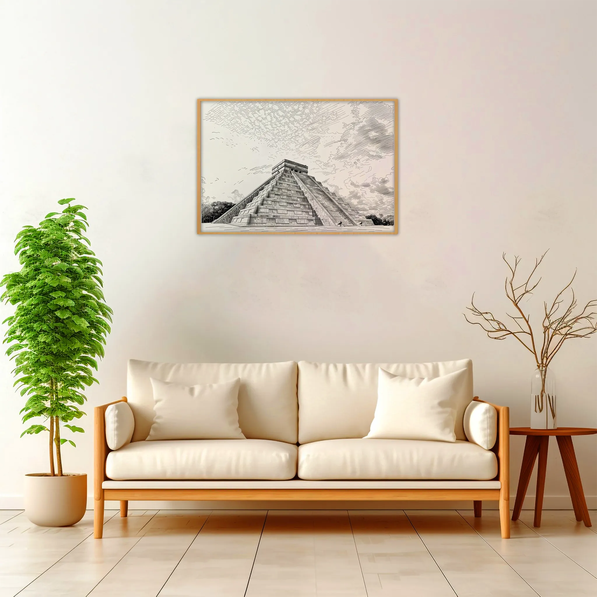 Chichen Itza — Urban Sketch framed fine art interior preview