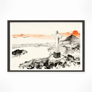 Christ the Redeemer — Sumi-e Zen Ink framed fine art interior preview