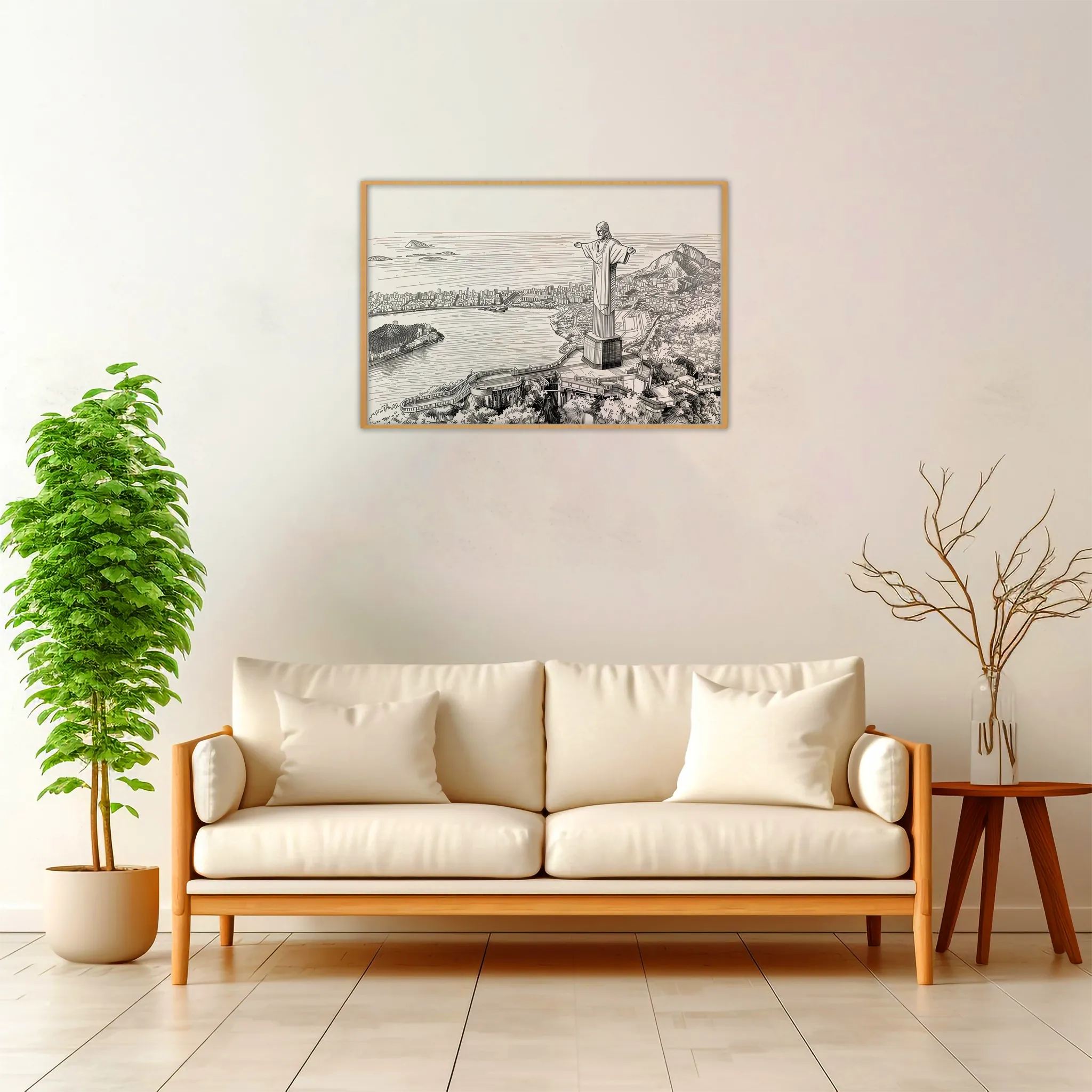Christ the Redeemer — Urban Sketch framed fine art interior preview