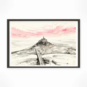 Mont Saint-Michel — Sumi-e Zen Ink framed fine art interior preview