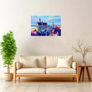 Neuschwanstein Castle — Geometric Mosaic framed fine art interior preview