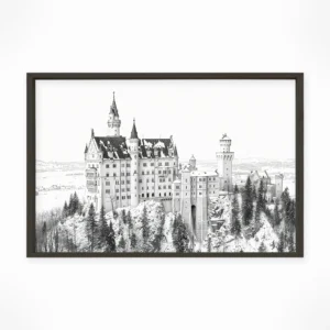 Neuschwanstein Castle — Urban Sketch framed fine art interior preview
