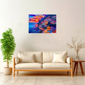 Positano — Geometric Mosaic framed fine art interior preview
