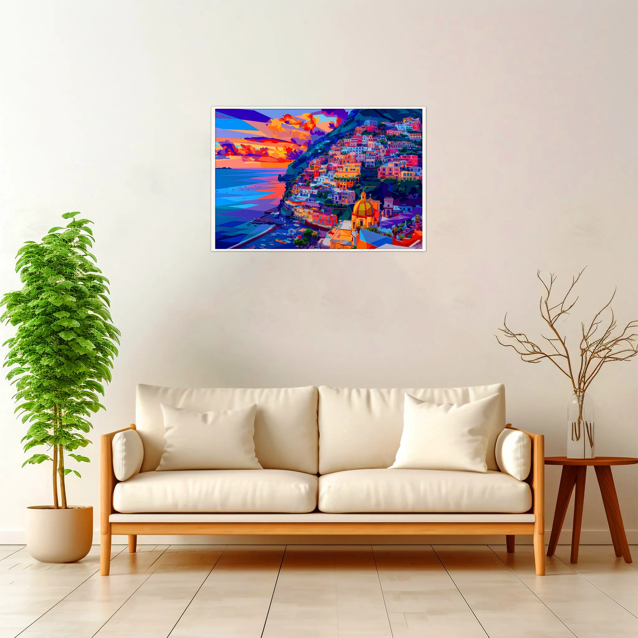 Positano — Geometric Mosaic framed fine art interior preview