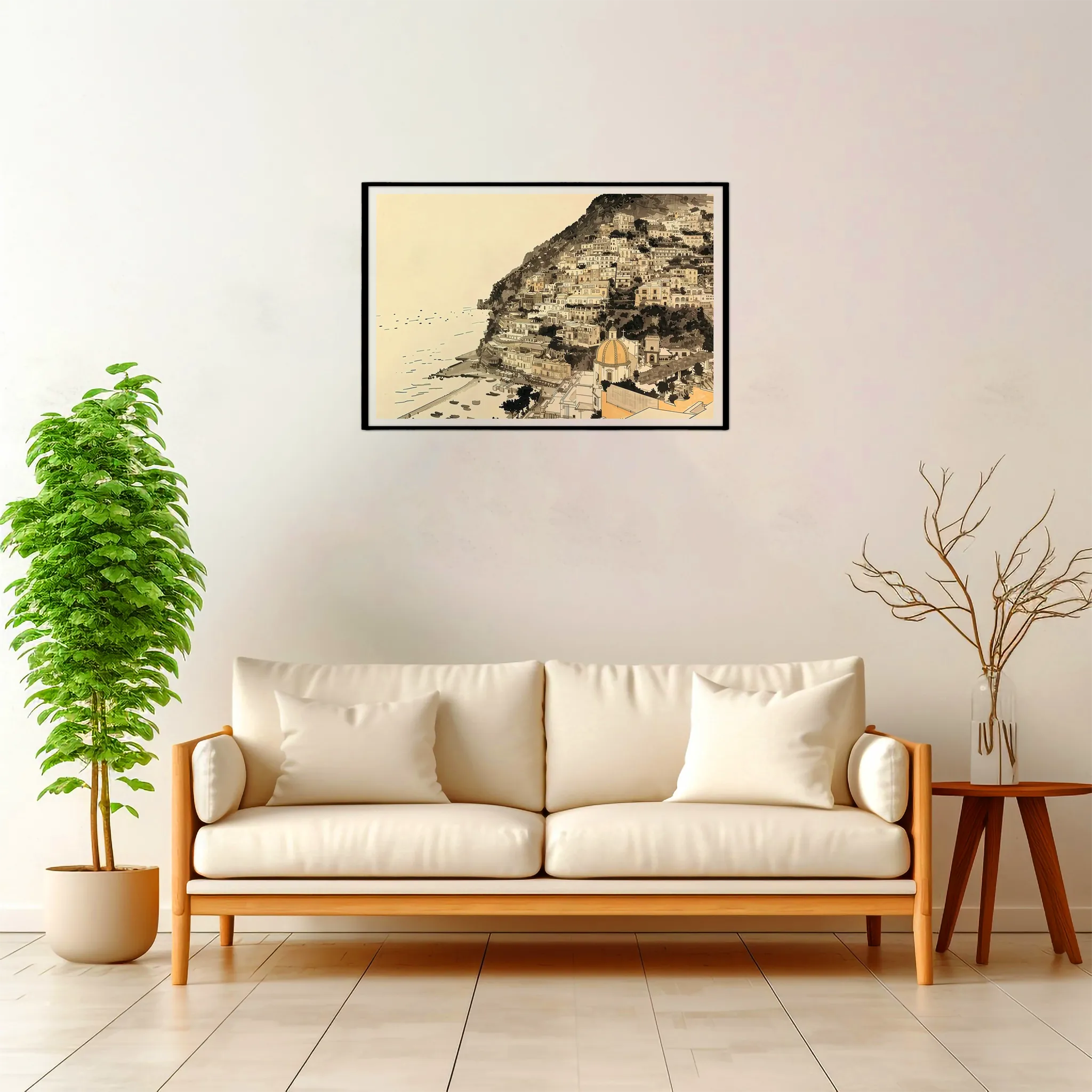 Positano — Japanese Tradition framed fine art interior preview