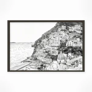 Positano — Urban Sketch framed fine art interior preview