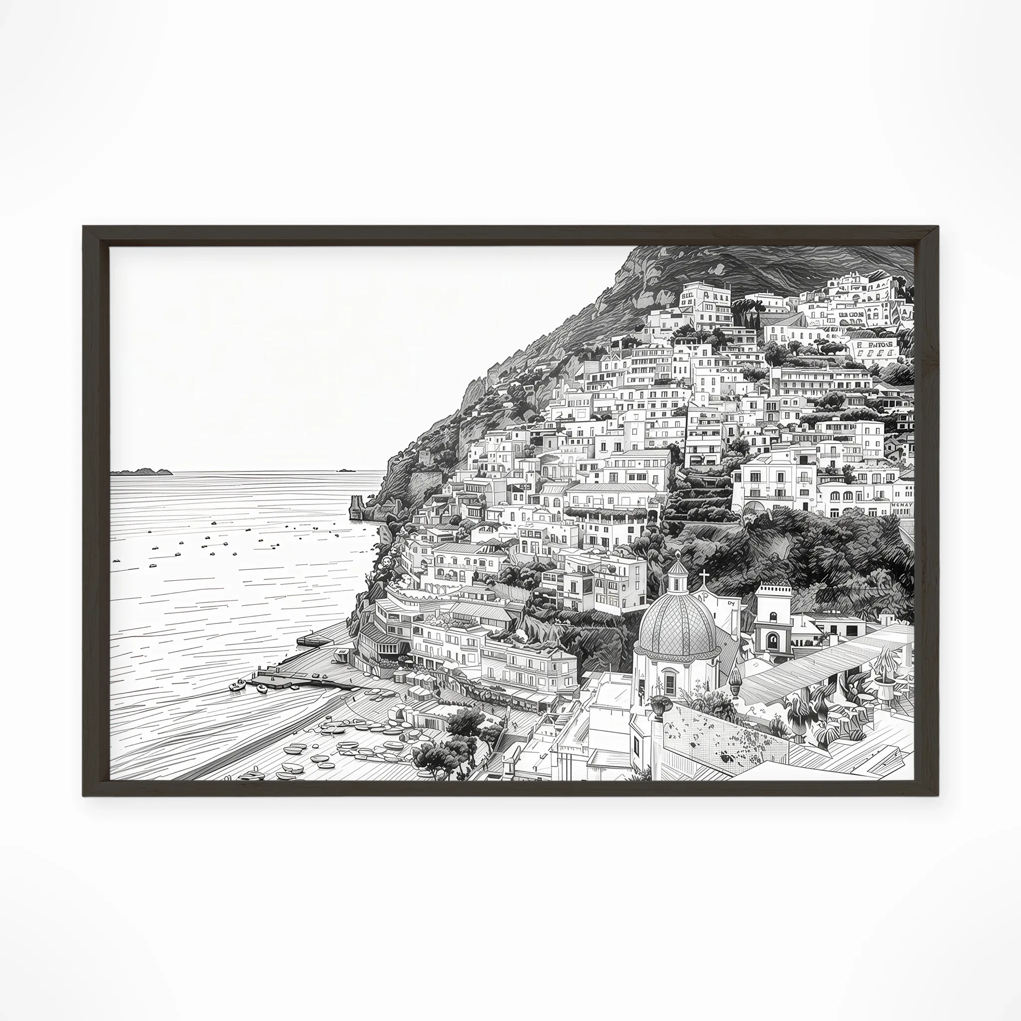Positano — Urban Sketch framed fine art interior preview