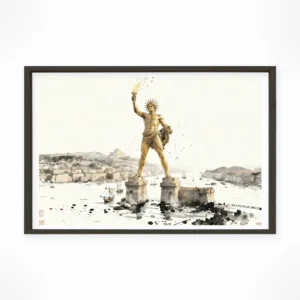 Colossus of Rhodes — Sumi-e Zen Ink framed fine art interior preview