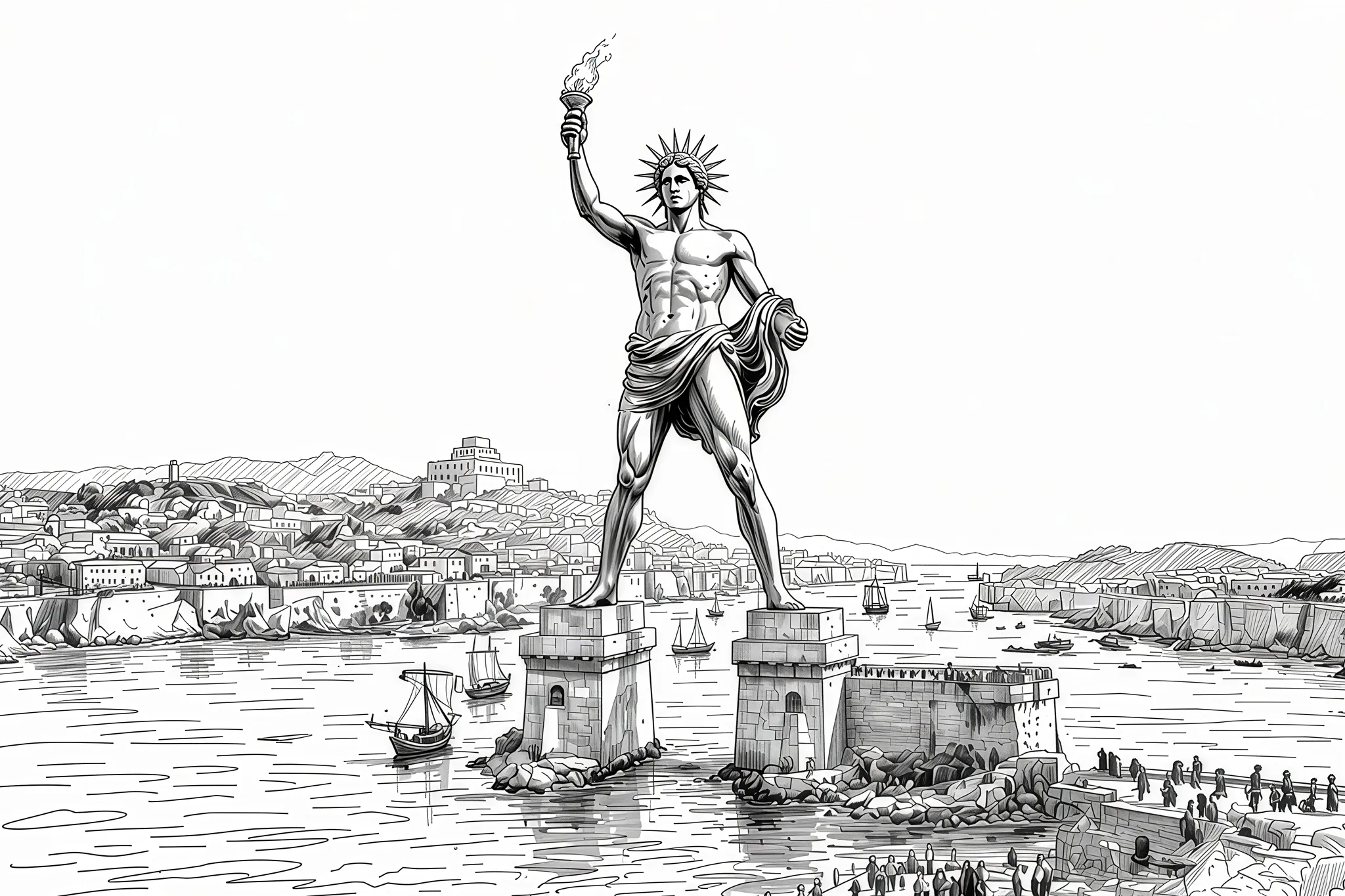 Colossus of Rhodes — Urban Sketch fine art print