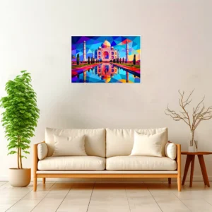 Taj Mahal — Geometric Mosaic framed fine art interior preview