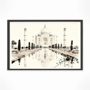 Taj Mahal — Sumi-e Zen Ink framed fine art interior preview