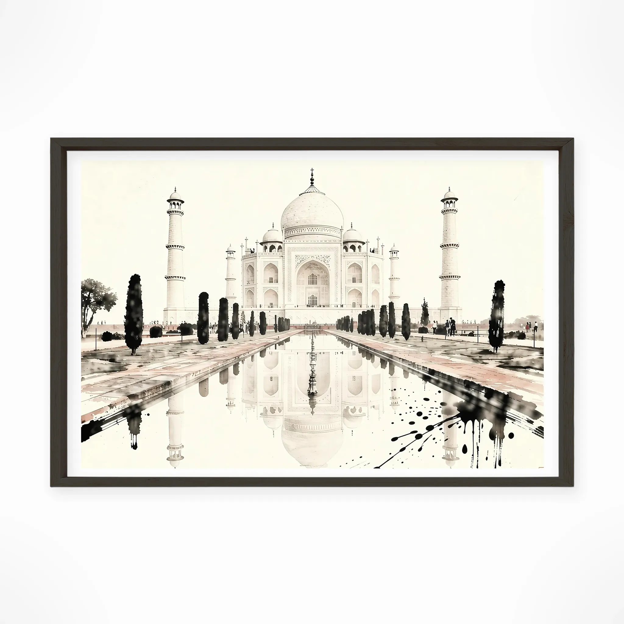 Taj Mahal — Sumi-e Zen Ink framed fine art interior preview